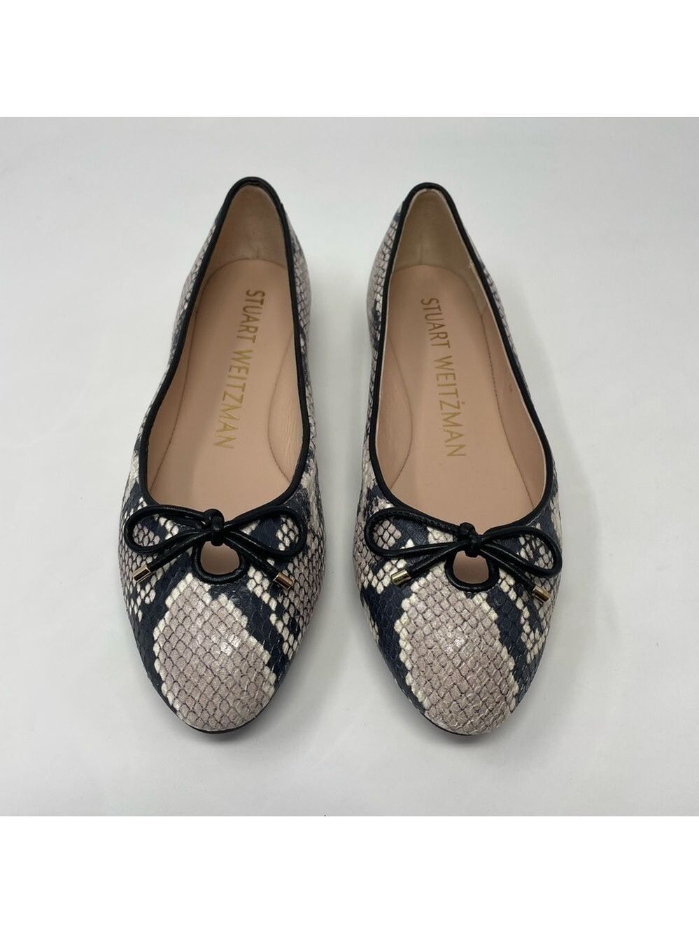 Nib Stuart Weitzman Gabby Ballet Leather Snakeskin Print Flats Roccia - Sz 7 - Picture 6 of 9